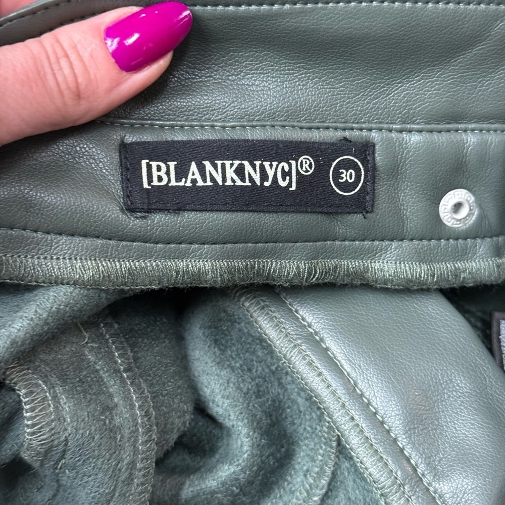 BLANKNYC Green Faux Leather High Waist Tapered Pants Size 30 - Picture 3 of 15